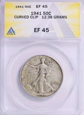 1941 年 - 自由行走半美元 - 曲线夹 - 状况完好错误 — 第 1/2 张图片