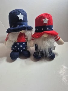 Neu 2 patriotische gesichtslose Wichtel Puppe, rot-weiß-blau, 7" groß, Uncle Sam Wichtel - Bild 1 von 12