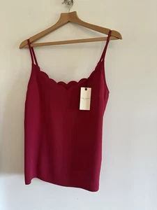 Ladies Dark Red Wine Colour Scalloped Gem Cami Vest Top New With Tags Size 14 - Picture 1 of 4