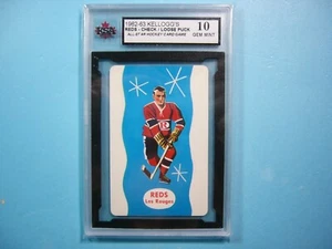 1962/63 KELLOGG'S HOCKEY GAME CARD REDS CHECK LOOSE PUCK KSA 10 GEM MT KELLOGGS - Picture 1 of 4