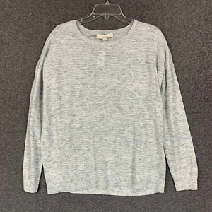 Ann Taylor Loft Mujer Suéter L Beige Azul Pulóver Tweed Lino Mezcla Relajado - Imagen 1 de 10