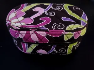 Retired Vera Bradley Quilted Jewelry Oval Hard Travel Case Purple Print Nice!!!! - Picture 1 of 9