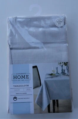 Vintage New Sealed Bag Modern JC Penny Shiloh Gray Linen 70" Round Tablecloth - Image 1 of 4