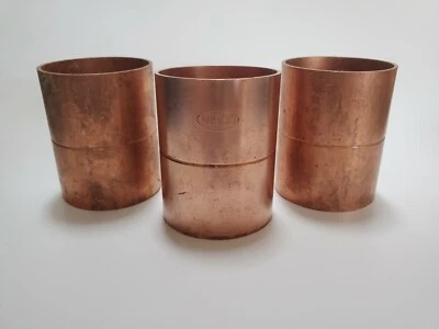 One (1x) - 2" Nibco Copper Coupling with Rolled Tube Stop Pressure Sweat Fitting - Image 1 of 4