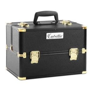 Embellir Makeup Case Beauty Cosmetic Skincare Organiser Box Travel Black Gold - Picture 1 of 6