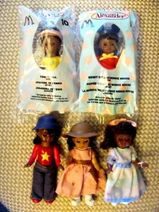 FIVE  2008 McDONALD'S MADAME ALEXANDER 5" BROWN & BLACK GIRLS POSABLE DOLLS EXC - Picture 1 of 16