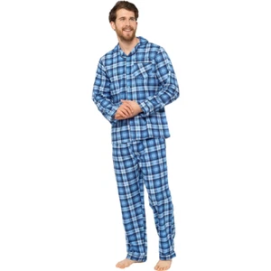 NEW Mens Walter Grange Traditional Blue Check Pyjamas - Picture 1 of 1