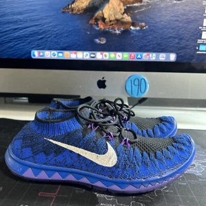 Nike Womens Free 3.0 Flyknit Size 7.5 636231-014 Blue Black Running Shoe Sneaker - Picture 1 of 7