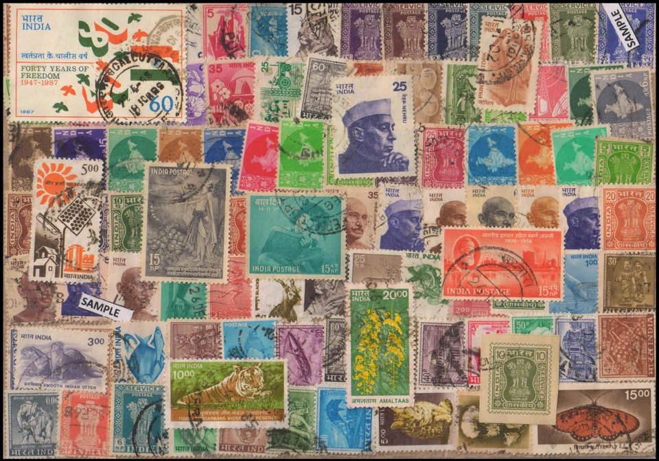 INDIA 2500 Used & Old Stamps, Large & Small (100 Different x 25 Made Up Packs) - Image 1 of 1