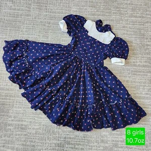Mini World vintage circle prairie dress blue floral size 8 girls - Picture 1 of 12
