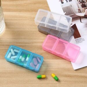 Plastic Medicine Box Portable Pill Storage Box Durable 3Grids Pill Case  Travel