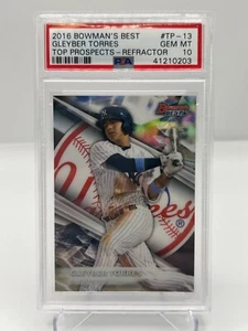 2016 BOWMANS BEST GLEYBER TORRES RIFRATTORE TP-13 NEW YORK YANKEES PSA 10 - Foto 1 di 2