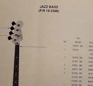 Parts List & Diagram FENDER Jazz Bass Electric Bass Guitar-P/N 19-2300 - Picture 1 of 1