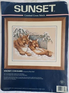 Sunset Dimensions Counted Cross Stitch Kit SNOWY COUGARS 13655 - Picture 1 of 3