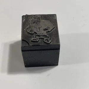 Vintage Druckblock Bulldogge Football Maskottchen Texas / Tennessee? 3/4” x 3/4” - Bild 1 von 3