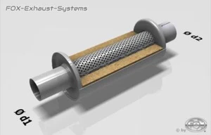 Universal Schalldämpfer Edelstahl RUND 100mm + Anschluss L: 250mm In/Out 55mm - Afbeelding 1 van 3