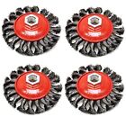 4 Pack Twist Knot Wire Brush/Wheel 115mm for Angle Grinder TE242