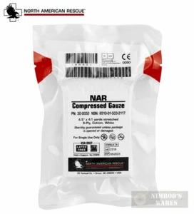 Gasa comprimida NAR 4,5" x 4,1 yardas. Primeros auxilios de algodón de 6 capas 30-0052 ENVÍO RÁPIDO - Imagen 1 de 4