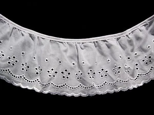 Unotrim 3.75" White Ruffle Cotton Eyelet Lace Trim Wholesale Lot Notions 5 yards - Picture 1 of 3