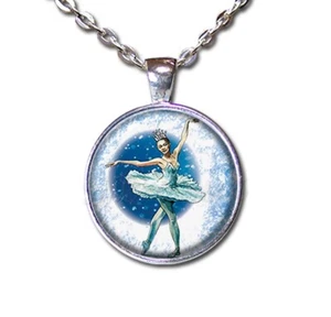 Nutcracker Ballet Snow Queen Christmas - Handmade ROUND Glass Pendant Necklace - Picture 1 of 10