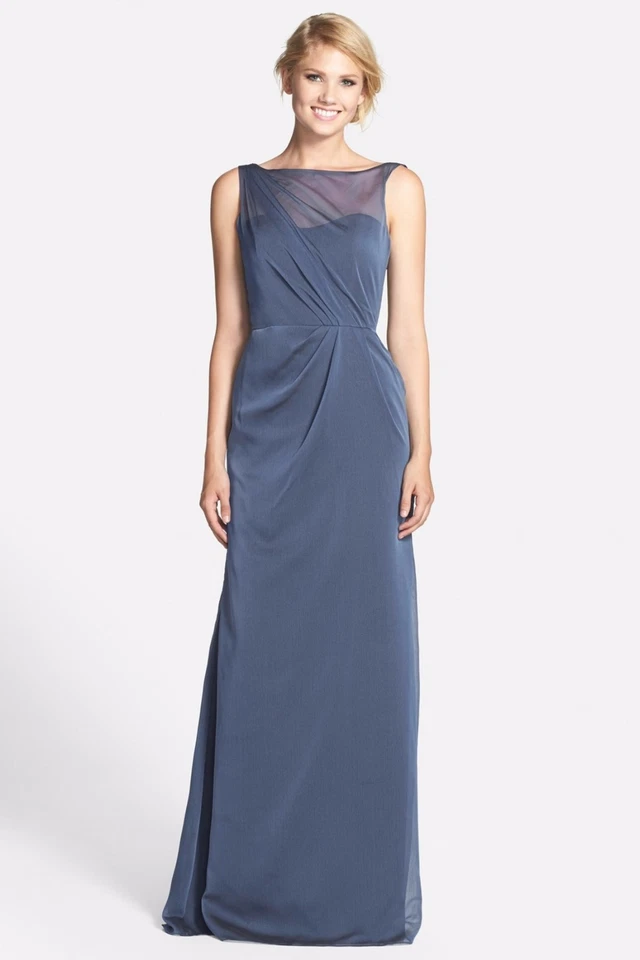 Vestido Jim Hjelm Ocasiones Cortina Espalda Luminiscente Gasa Línea A (talla 14) Foto 1 de 1