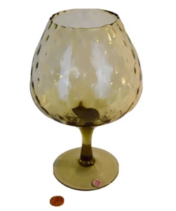 Empoli Olive Green Optic Glass Brandy Snifter , Vase Label - Picture 1 of 2