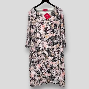 TOGETHER Womens Floral Rose Print Dress Plus SIZE UK-28 EU-56 BRAND NEW - Picture 1 of 11