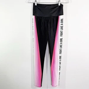 Goldsheep Black & Pink Leggings Size S FIGHT LIKE A GIRL Workout Gym Fitness - Picture 1 of 8