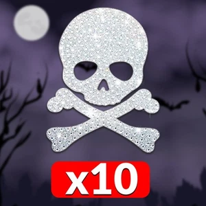 Pegatinas calaveras brillantes de Halloween (paquete de 10) | Calcomanías 3D de diamantes de imitación para automóvil y computadora portátil - Imagen 1 de 9