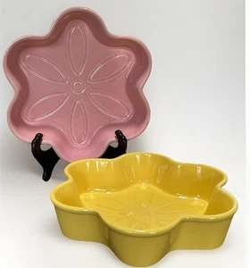 Menge 2 Chantal Steinzeug Rosa Gelb Blumen Form Backformen Frühling Vintage - Bild 1 von 11