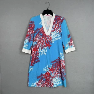 Lilly Pulitzer Kleid Damen XS Blau Koralle Seestern Print Tunika 3/4 Arm - Bild 1 von 13