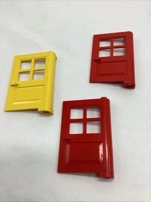 Lego 3861 (Door 1x4x5 With 4 Panes, Red Yellow, Lot Of 3 - Image 1 of 4