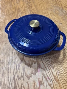 Brandani Induction Porcelain Enamel Cast Iron Blue Dutch Oven Pot Some Chips - Picture 1 of 10