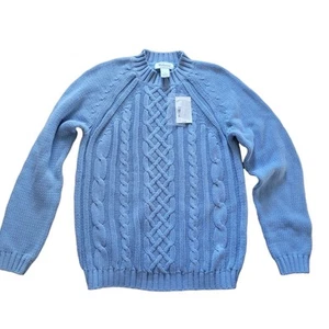 Westbound cable knit baby blue Mock Neck Turtleneck Pullover sweater SZ S - Picture 1 of 5