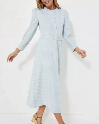 Tuckernuck моря полоски Catherine подпоясанный длинным рукавом макси платье в сланец синий новый - Изображение 1 из 4