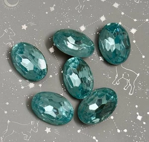 Six Vintage 18 x 13 mm Oval Rhinestone Pointed Czech Swarovski Jewelry Repair St - Picture 1 of 3