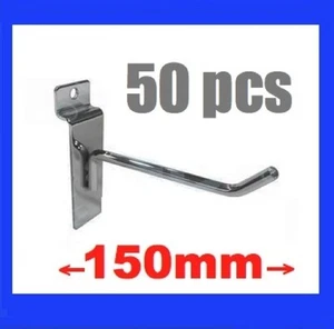 50 x Slatwall Heavy Duty Hooks 150 mm Slat Wall Grooved Panel Hook 15cm - Picture 1 of 1