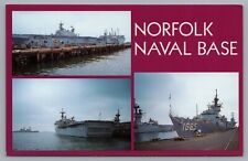 Postcard Norfolk Naval Base Ships Norfolk VA