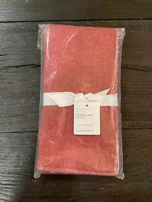 NWT (4) Pottery Barn Frayed Oversized Linen Napkins Red 22”x22” Christmas Dinner - Image 1 of 4