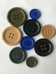 4 Loch flacher Mantel Knopf15 mm 18 mm 19 mm 20 mm 23 mm 25 mm blau braun grau khaki beige - Bild 1 von 8
