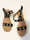 Halogen Elsie BlackSuede Ankle Strap Sandals, Leather Soles, Sz. 8.5