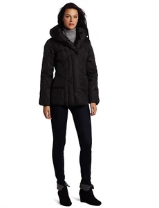 NWT Larry Levine Women's Down Jacket Pillow Collar Black Size S - Picture 1 of 6