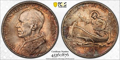 1940 Vatican City Anno II 5 Lire PCGS MS66 Nice Toning                      2657 - Image 1 of 4