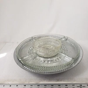 Vassoi Cristallo Vetro Vintage Argento Cromato Rotante Lazy Susan Server 6 Pezzi - Foto 1 di 14