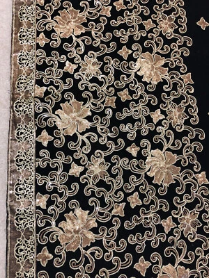 Women Indian Sari  Party wear Saree heavy sequin work Scarf Fabric Black - Image 1 of 4