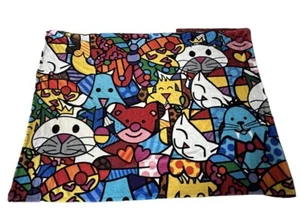Britto Limited Edition Colorful “Best Friends” Throw Blanket 58”x78.5” Cats Dogs - Picture 1 of 8