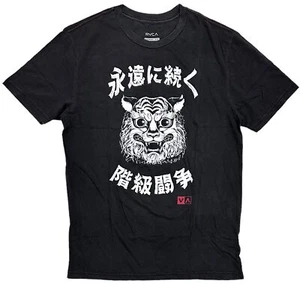 RVCA Men's Tiger Stare Black Pigment Dye Wash Slim Fit Tee T-Shirt in Small - Picture 1 of 1