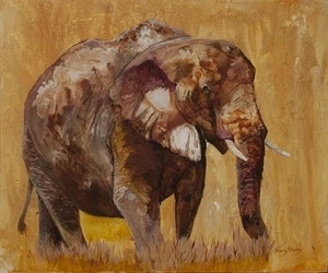 AFRICAN GOLD 8x10 ELEPHANT print by Artist Sherry Shipley - Picture 1 of 1