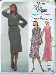Vogue American Designer Pattern 1523 with Label Stan Herman Dress 14 Uncut 1970s - Picture 1 of 2