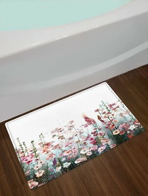 Alfombra de piso de cocina para puerta de baño de paisaje natural con resorte floral de acuarela Foto 1 de 4